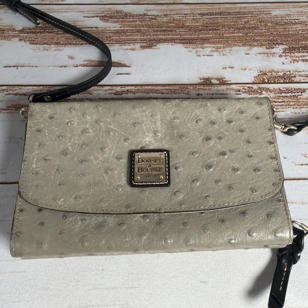 Dooney & Bourke Ostrich Continental Clutch Wallet GRAY Used - Picture 2 of 6